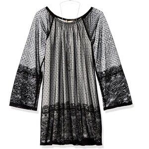 Speechless Girls' Knee Length Boat Neck Lace Mesh Polka Dot Dress + Necklace 16